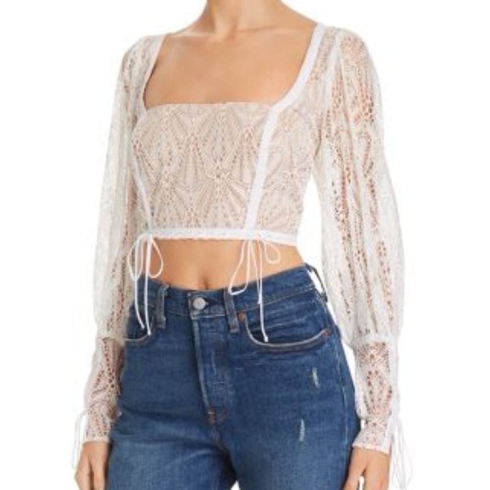 For Love and Lemons Bright Lights Lace Crop Top
